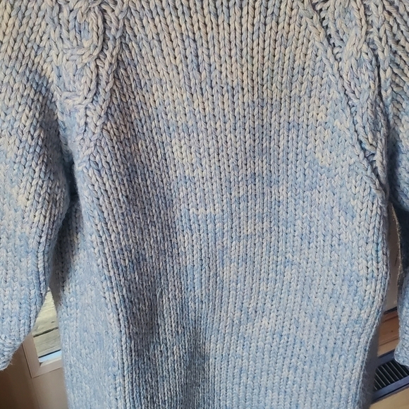 Vintage Handmade Pure Wool Blue Lined Heavy Knit Button-Down Sz. XL Coat - Picture 9 of 12